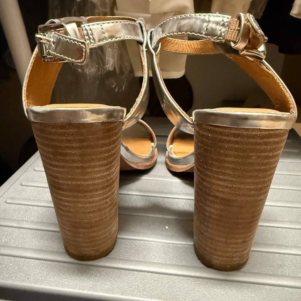 Coach Metallic Silver Ankle Strap Sandals - Picture 3 of 11